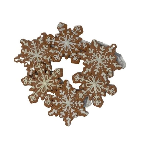 Christmas Gingerbread Snowflake Cookie Ornaments 4in Lot 6 Glitter Decor Holiday - Picture 6 of 9